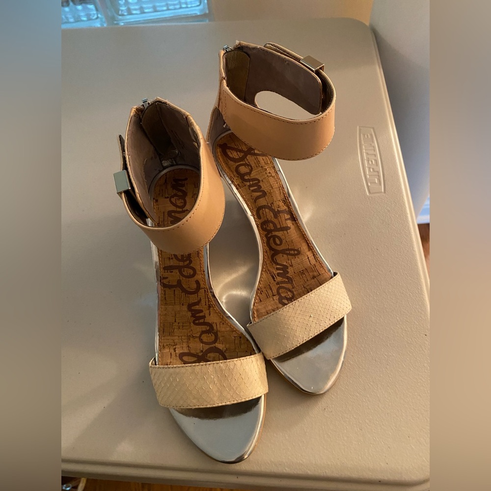 Sam Edelman leather sandals, wedge, size 6
